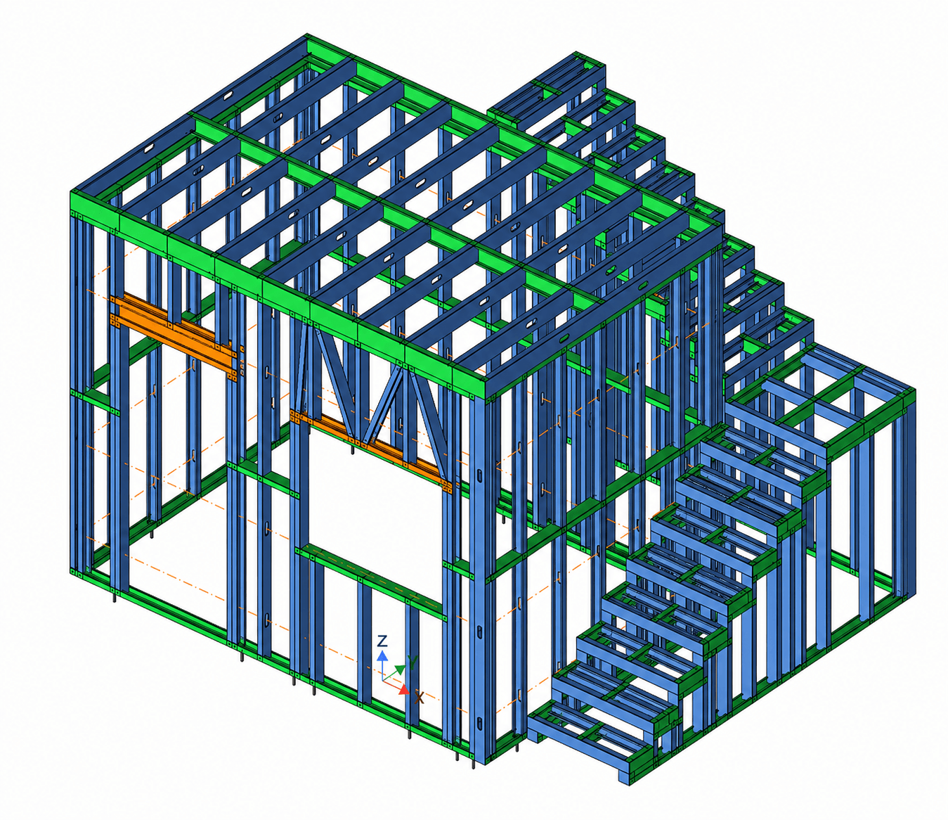 Edificação em Light Steel Frame modelada em três dimensões no NodusCad